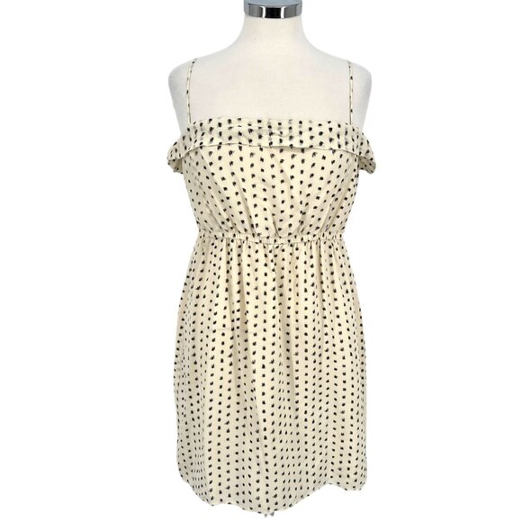 J.Crew Silk Ink Dot Printed Mini Dress Ivory Cream Black Size 6 - Picture 1 of 11